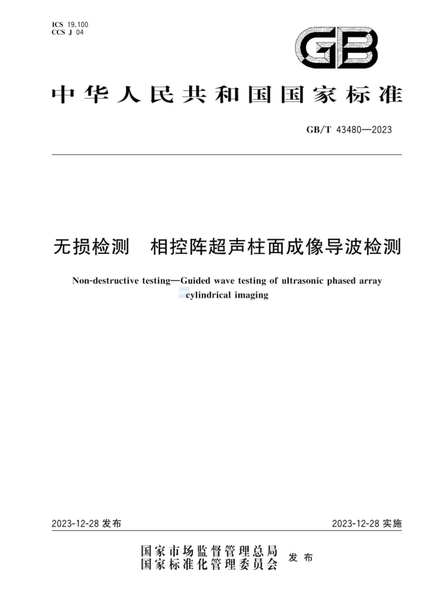 GB/T 43480-2023 无损检测 相控阵超声柱面成像导波检测