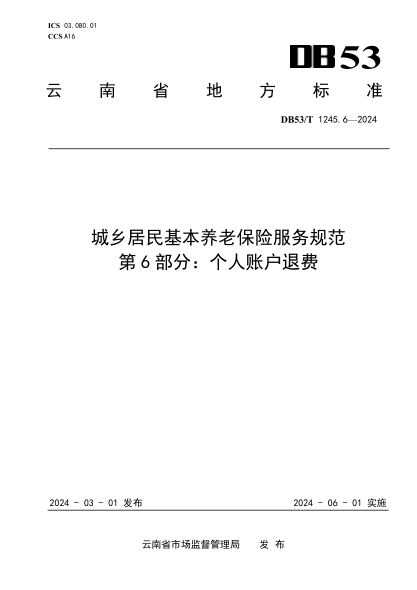 DB53/T 1245.6-2024 城乡居民基本养老保险服务规范 第6部分:个人账户退费