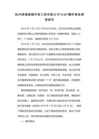 杭州清城能源环保工程有限公司“1·15”爆炸事故调查报告docx