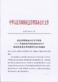 应急管理部办公厅关于印发 《2025年危险化学品企业安全生产执法检查重点事项指导目录》的通知pdf