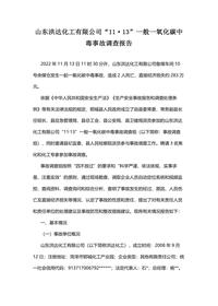 山东洪达化工有限公司“11·13”一般一氧化碳中毒事故调查报告docx
