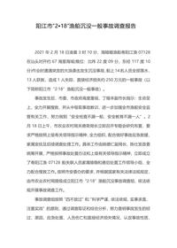 阳江市“2•18”渔船沉没一般事故调查报告docx