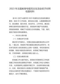 2023年主题教育专题民主生活会班子对照检查材料docx