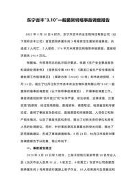 东宁吉丰“310”一般菌架坍塌事故调查报告docx