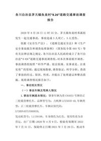 务川自治县茅天镇鱼泉村“826”道路交通事故调查报告docx