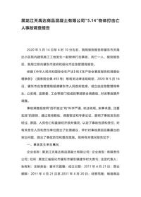 黑龙江天禹达商品混凝土有限公司“514”物体打击亡人事故调查报告docx