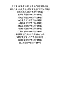 全套安全生产责任制考核表doc