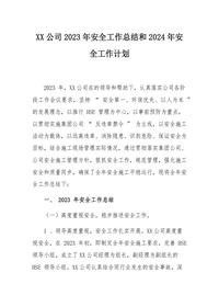 2023公司安全工作总结和计划（14页）docx